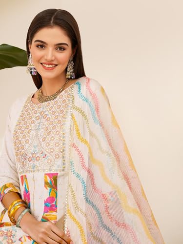 Image of ishin Floral ethnic motif embroidered kurta set with dupatta