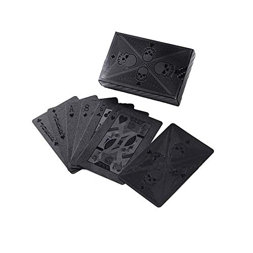 HFDHD Cartes à Jouer Black Magic Diamond, Cartes imperméables avec Motif Unique de crâne et de Tour, Poker Magique Classique pour la fête à la Maison Skull Cover