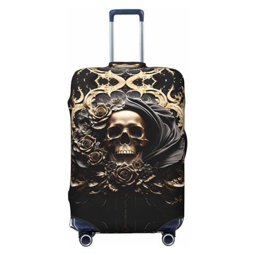 Gold Rose Skull Travel Luggage Covers - Elasticity Suitcase Covers Protector for Luggage 18-32 Inch