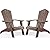 Psilvam Adirondack Chair, Oversized Poly Lumber Fire Pit Chair with Cup Holder, 350Lbs Support Patio Chairs for Garden, Weather Resistant Adirondack Chair Looks Like Real Wood (2, Brown)