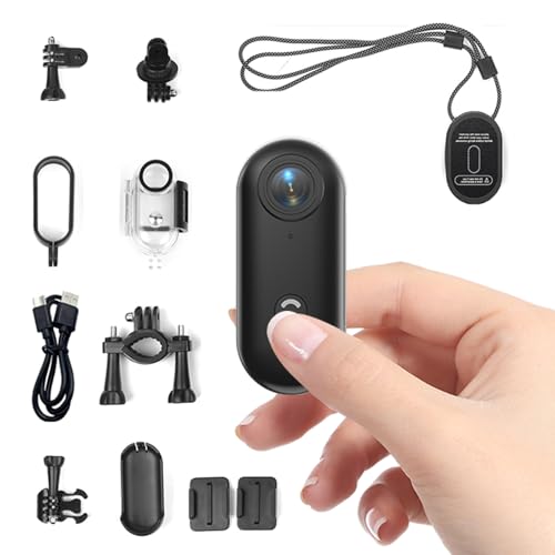 Zeerkeer Mini Camara Deportiva, Cámara 360 para Casco Moto 1080P WiFi Bodycam Clip Magnetico Camara Acuatica POV Vlog Action CAM para Mascotas, Viajes, Pesca y Ciclismo (Negro)