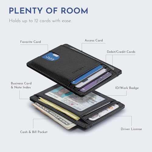 image for Buffway Slim Minimalist Front Pocket RFID Blocking Leather Wallets for