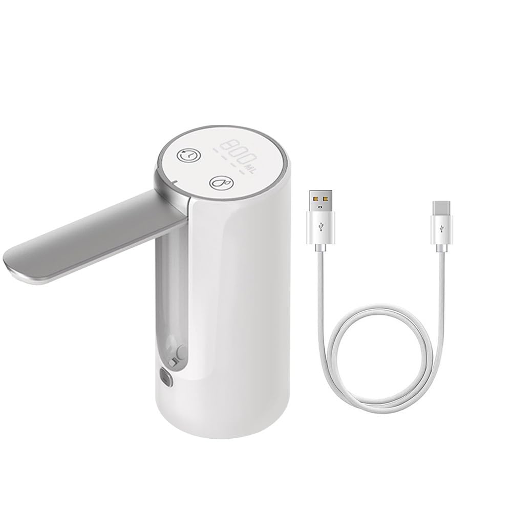 Dongker White Electric Water Dispenser,Usb Rechargeable Water Drink Pump Foldable With Digital Display For Bottle Jug