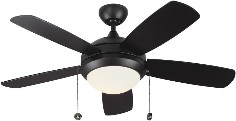 5DIC44BKD-V1 Discus Classic II 44" Ceiling Fan with LED Light and Pull Chain, 5 Blades, Matte Black