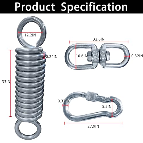 Suprwin Punching Bag Hanger, Heavy Duty Boxing Punching Bag Hanger,360° Rotational Heavy Bag Punching Bag Wall Mount W/Carabiners Spring for Heavy Bag, Gym Swing, Trapeze, Hammock:WLL-500Lbs - Thumbnail 2
