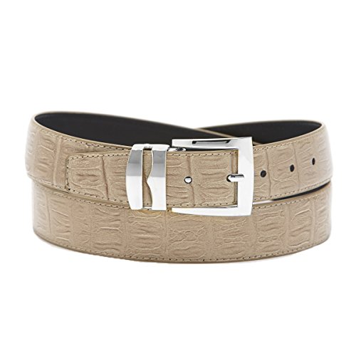 Men's Bonded Leather Belt in Solid Colors HORNBACK Pattern Silver-Tone Buckle