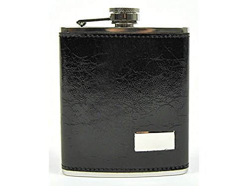 Flasque en acier inoxydable – Motif à sélectionner Lederoptik-Textur Schwarz 7oz