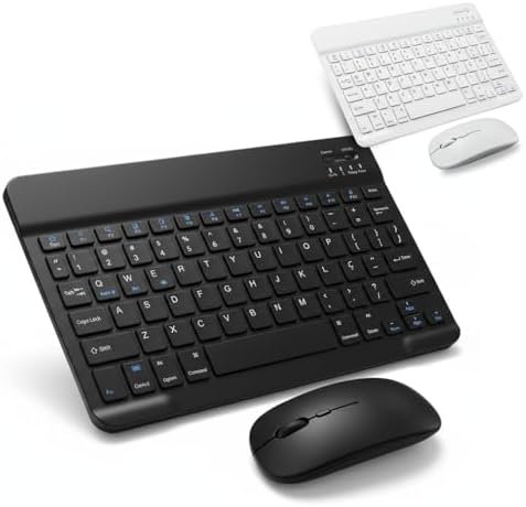 Combo Teclado e Mouse Bluetooth Sem Fio ABNT2 (Brasil) – Portátil...