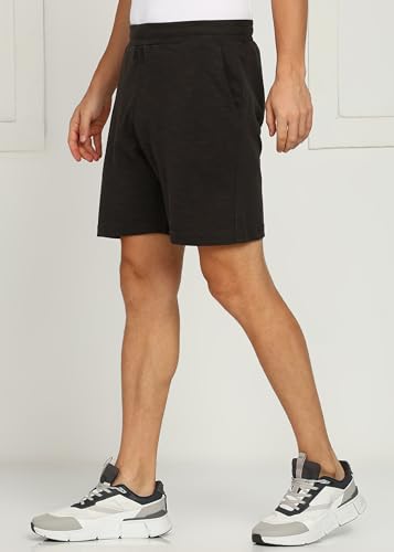 Image of Alan Jones Clothing Men's Easy Stretchable Shorts | Cotton Blend Slub Fabric | Elastic Waist with Adjustable Drawstring | Soft Touch Casual Shorts with Side Pockets