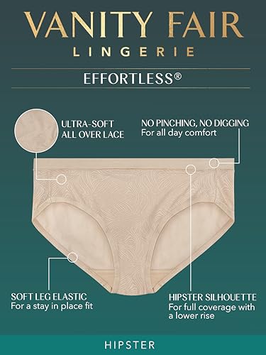 Image of Vanity Fair Women's Effortless Panties for Everyday Wear, Buttery Soft Fabric & Lace