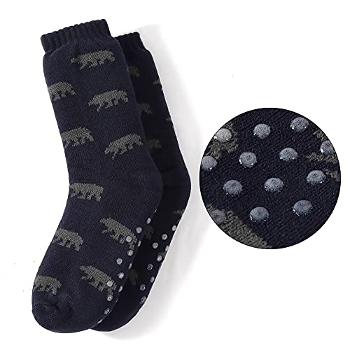 LEMZONE Men's Thick Warm Slipper Socks Non Slip Winter Cozy Fuzzy Fleece Lining Cabin Sock with Grips4