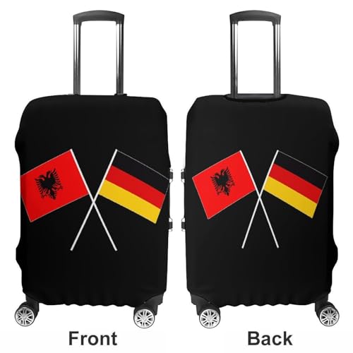 Albania Germany Flag Travel Luggage Cover for Suitcase 19-32 Inches Elastic Washable Baggage Protector3
