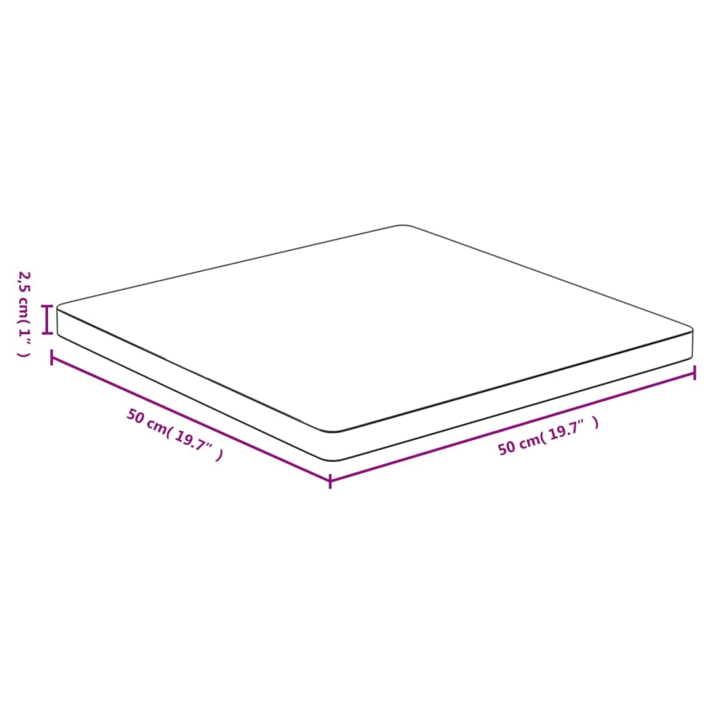 Blat stołu bambusowego 50 x 50 x 2,5 cm, blat z litego drewna z lakierowaną powierzchnią, wszechstronny jako zamiennik mebli do biura, kuchni, mieszkania, majsterkowania, prac typu "zrób to