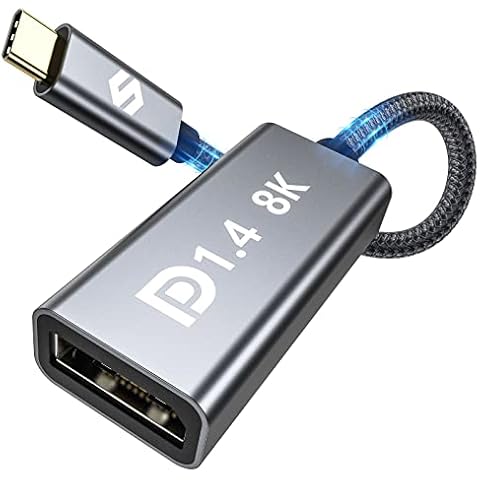 Silkland USB C to Displayport 1.4 Adapter with 8K@60hz, 4K@144hz and HDR, Thunderbolt 3/4 to Displayport Adapter for Oculus, MacBook Pro/Air 2020, Mac Mini M1, iPad Pro, Samsung S20/21 Cover