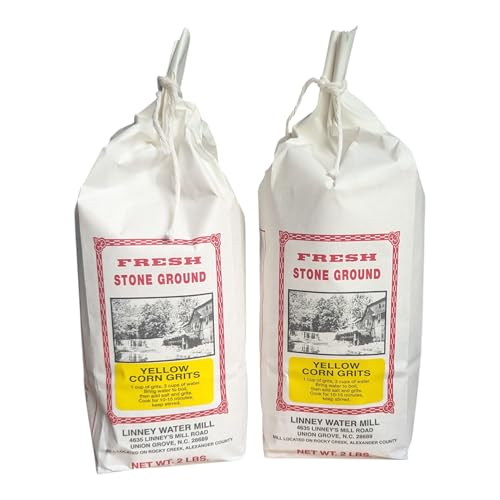 Stone Ground Southern Staples | Cornmeal, Grits, & Pancake Mixes | Made by Linney&rsquo;s Water Mill, North Carolina | Includes Southern Recipe Card (Grits - Yellow Corn)
