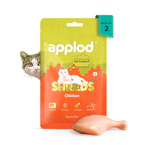 Image of Chicken Shreds Soft Cat Treats for Kittens & Adult Cats | Made with Real Meat | Grain-Free Daily Reward Treats with Taurine & No Fillers | Pack of 2 | 35g x 2