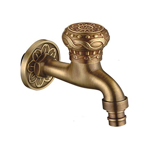 Retro Garden Tap, Vintage Cold Water Tap,1/2-inch, Solid Brass, For Washing Machine Mop Pool Garden Taps