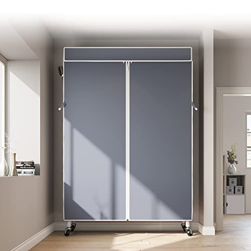 Vipek V11C Wire Garment Rack Rolling Clothes Rack 5 Tiers Heavy Duty Adjustable Portable Closet With Lockable Wheels Wardrobe White Metal Clothing Rack With Grey Oxford Fabric Cover, Max Load 452Lbs #TOP5