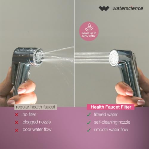 Image of WaterScience Health Faucet with Sediment Filter | Jet Spray for Toilet | Health Faucet Gun Only - with NeverBlock Technology - PURO-HFF-526-N
