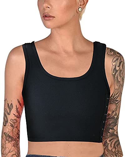 Chest Binder for Transgender Ftm Chest Binders for Women Binder Trans Breast Binder Chest Binders Bra Binder Tank Top (Black, Medium)