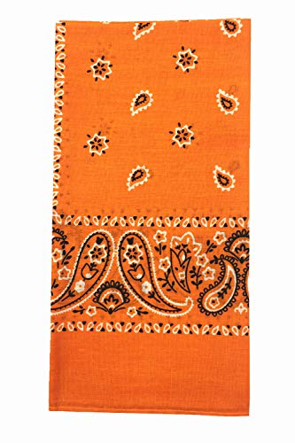 Vamqor 100% Cotton 10 Pack Fine Bandanas（Orange） #TOP3