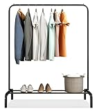 FIRFIT Perchero Burro para Ropa Resistente con Balda Zapatero, Estructura Metálica Estable, hasta 30 kg, Diseño Estrecho sin Ruedas, Fácil Montaje, Ideal para Dormitorio, Entrada y Recibidor, Negro