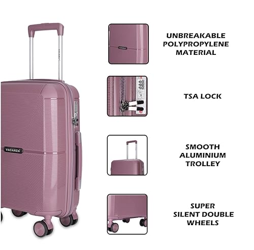 Image of 3G VACANZA Hard-Side Polypropylene Check-in Luggage Set of 2 Purple Trolley Bags (65 & 75 Cm)