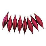 8ct Burgundy and Red Shatterproof 4-Finish Finial Drop Christmas Ornaments 5.5