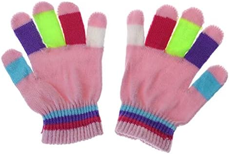 男の子と女の子の赤ちゃんのための冬の手袋 子供のための完全な弾性手袋 カラフルなストライプ 大特価 1ペア 無地