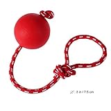 UEETEK Haustier Ball Spielzeug mit Seil für Hunde,Durchmesser 7,5 CM Gummi Hund Kauen Ball für Haustiere Hunde Ausbildung Spielen Übung,Rot - 4