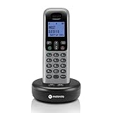 Motorola Voice Cordless Phone System w/Digital Handset + Answering Machine, Remote Access, Call Block - Dark Grey (T611)