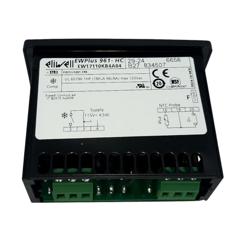 Eliwell EWPlus 961 Digital Temperature Controller 115V, Industrial Refrigeration Controller with NTC Probe Input, Model EW17Y10XB4A04