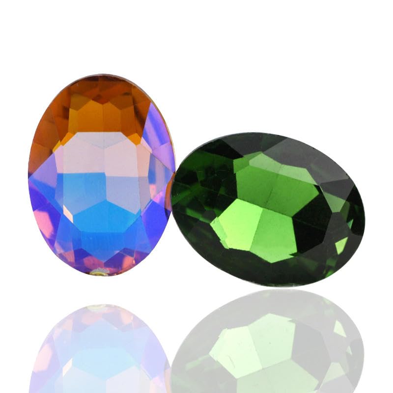 Wasser für Schmucksteine, AB Oval Glas Strass Nicht Hotfix Kleber Auf Acryl Multicolor Mehrere Größen Pack DIY(Sapphire45,8x10mm 50pcs)