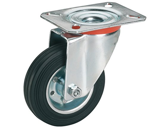 Dörner + Helmer Vollgummi-Lenkrolle 100mm x 30mm 70kg Tragkraft 100mm x 85mm Platte Stahlblechfelge ohne Bremse