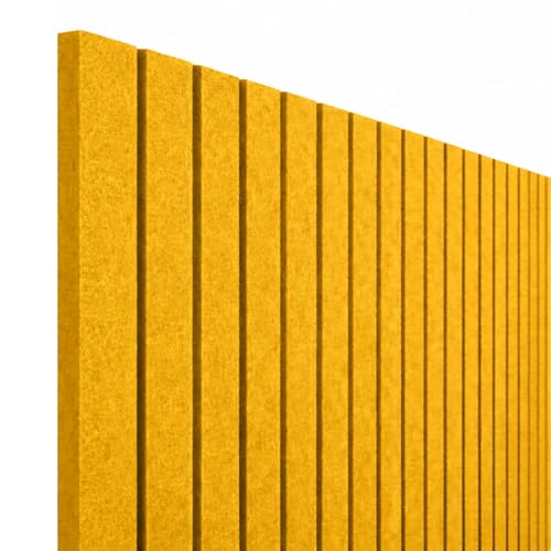 Image of MMT Acoustix Slats Felt Acoustic Wall Panel | Sound Proofing for Room |Premium Acoustic Panel |Pin Board for Wall |Sound Absorbing Panels | Slats Felt Acoustic Wall Panel |Mustard| 30 x 30 cm | 8 Pcs