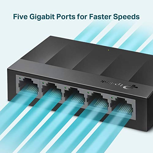 TP-Link LS1005G 5-Port Desktop Switch (5 x Gigabit Auto-Negotiation RJ45 Ports, IEEE 802.3X, Plug and Play, energiesparend… – Ansicht 3