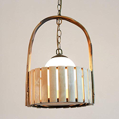 Pendant Light Chandelier Lamp Bamboo Japanese Simple Glass Lampshade Ceiling Lamp Living Room Cafe Aisle Restaurant Single Iron Rope #TOP1