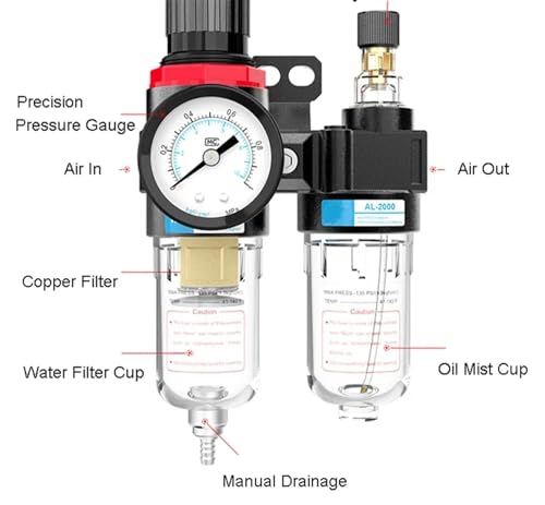 Séparateur d'huile et eau AFC2000 1/4 avec vanne de réduction de pression pour air comprimé