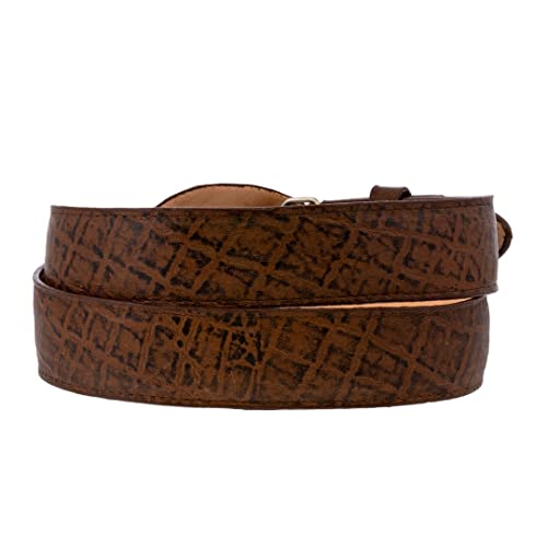 Texas Legacy Mens Light Brown Elephant Print Leather Cowboy Belt Round Buckle2