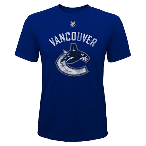 Outerstuff NHL Boys Youth Bigger Logo Triblend Short Sleeve T-Shirt - Vancouver Canucks, Large (14-16)