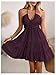 SOLY HUX Women's Summer Mini Dress Halter Backless Sleeveless A Line Ruffle Hem Flowy Cami Dresses Sundress Pure Maroon Medium