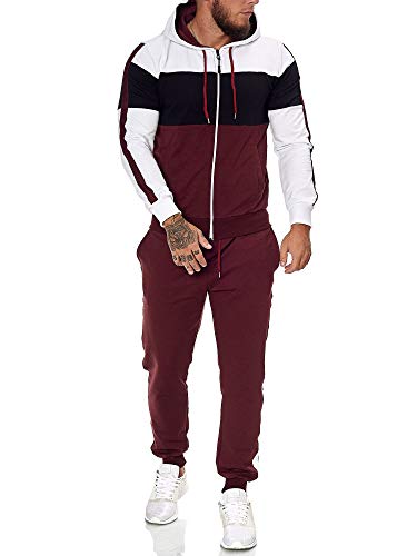 Preisvergleich Produktbild Code47 / Herren Trainingsanzug / Jogginganzug / Sportanzug / Jogging Anzug / Hoodie-Sporthose / Jogging-Anzug / Trainings-Anzug / Jogging-Hose / Modell JG-1082 Weiss-Schwarz-Bordeaux S
