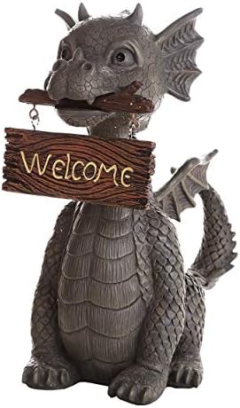 Pacific Giftware Garden Dragon Welcome Dragon Garden Display Decorative Accent Sculpture Stone Finish 10 Inch Tall