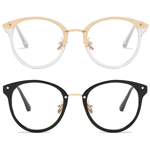 DUBERY Retro Round Blue Light Blocking Glasses for Women Men Anti Eyestrain Filter Blue Ray Computer Game Glasses D5089