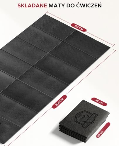HAPBEAR Składana mata ochronna podłogowa do sprzętu sportowego i fitness - 200cmx90cmx5 mm, wysoka gęstość PVC, mata dźwiękochłonna do bieżni, trenażerów eliptycznych, rowerów treningowych, trenażerów