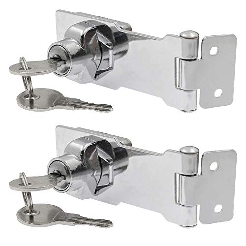 Image of 2Pcs Keyed Hasp Locks 3 Inch Twist Knob Keyed Locking Hasp, Metal Safety Hasp Latches Keyed Different for Small Doors, Cabinets (Sliver)