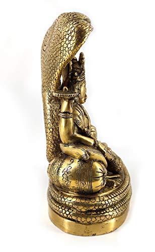 Estatua de Lord Vishnu con Lakshmi en Latón 10 in miniatura 5