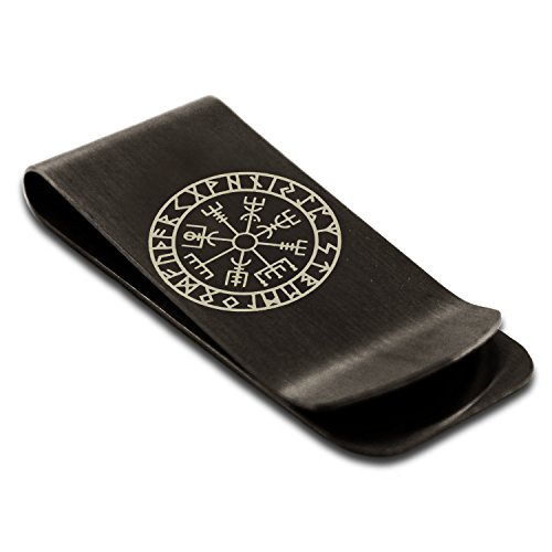 Stainless Steel Icelandic Vegvisir Viking Rune Symbol Money Clip Credit Card Holder
