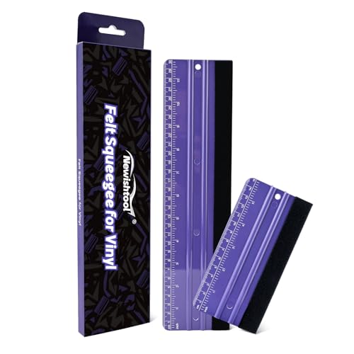 Image of NEWISHTOOL 2 PCS Felt Squeegee for Vinyl Wrapping and Measuring with Different Length, Purple Ruler Scraper Carbon Fiber Car Wrap Application Window Tint PPF Installation Wallpaper Smoothing Tools