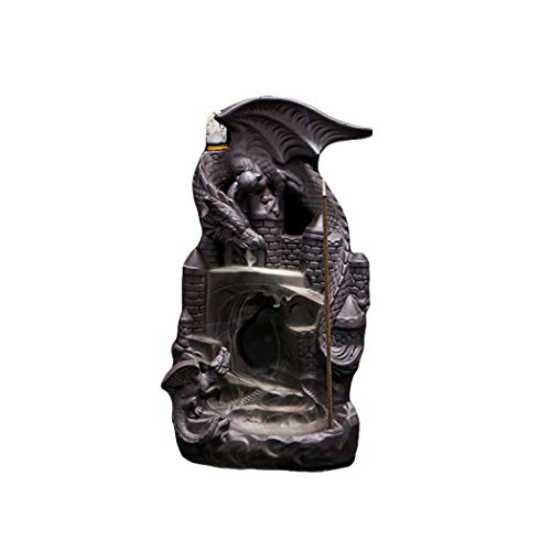 Tmore Incense Waterfall Burner Handmade Dragon Design Ceramic Incense Holder with 20 pcs Free Incense Cones for Home Office Decor, Yoga Meditation